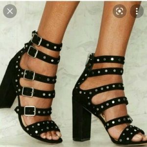 Sam Edelman black suede studded heels.